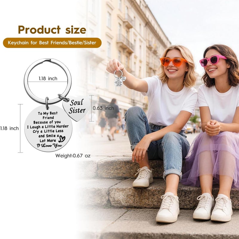 iJuqi Friend Gifts for Women - Birthday Christmas Gift for Best Friends Woman Female, To My Best Friend Bestie Soul Sister Keychain, Thanksgiving Day Long Distance Friendship Gifts - Image 2